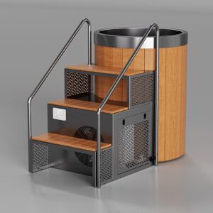 Wooden and stainless steel bath tub
